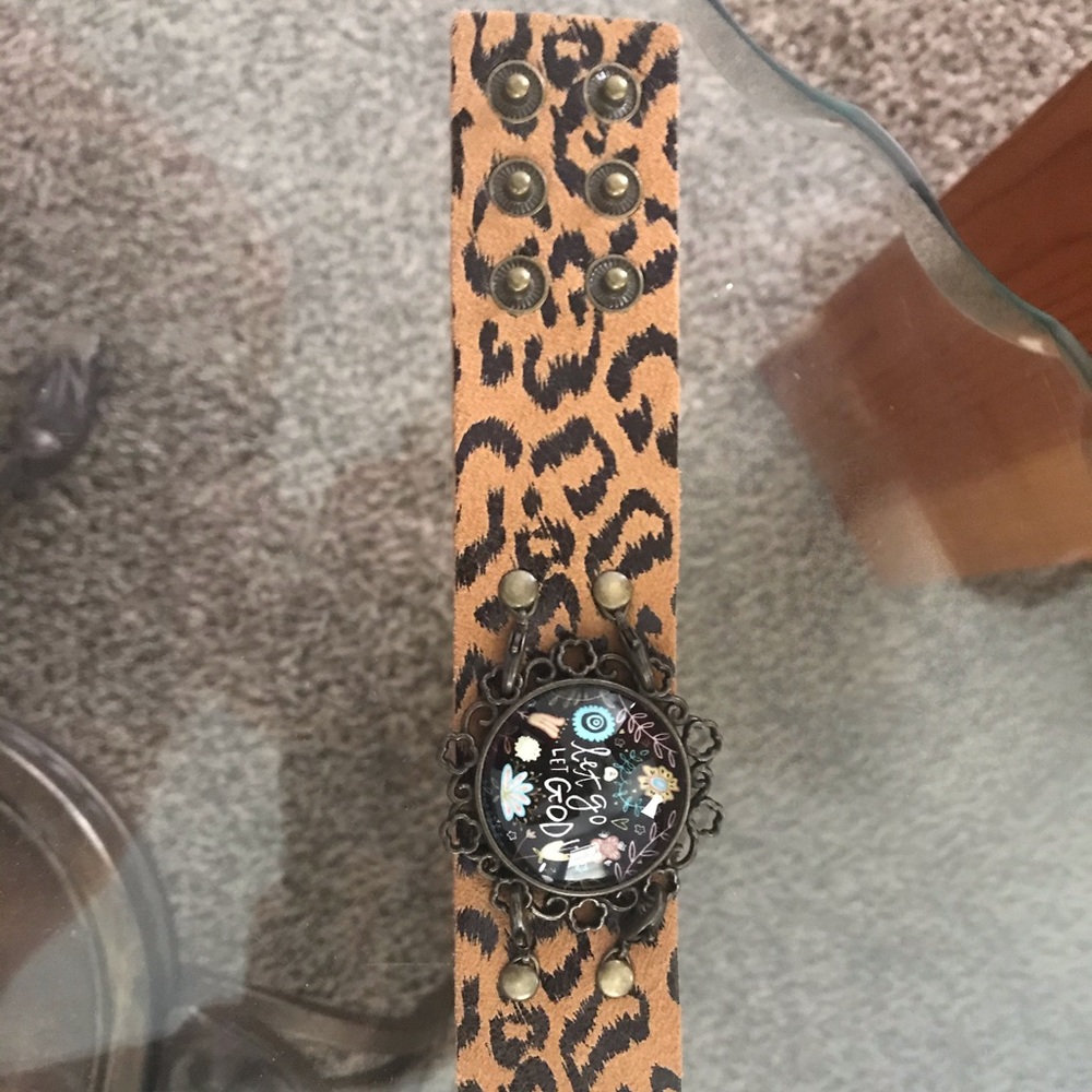 Cheetah leather cuff bracelet